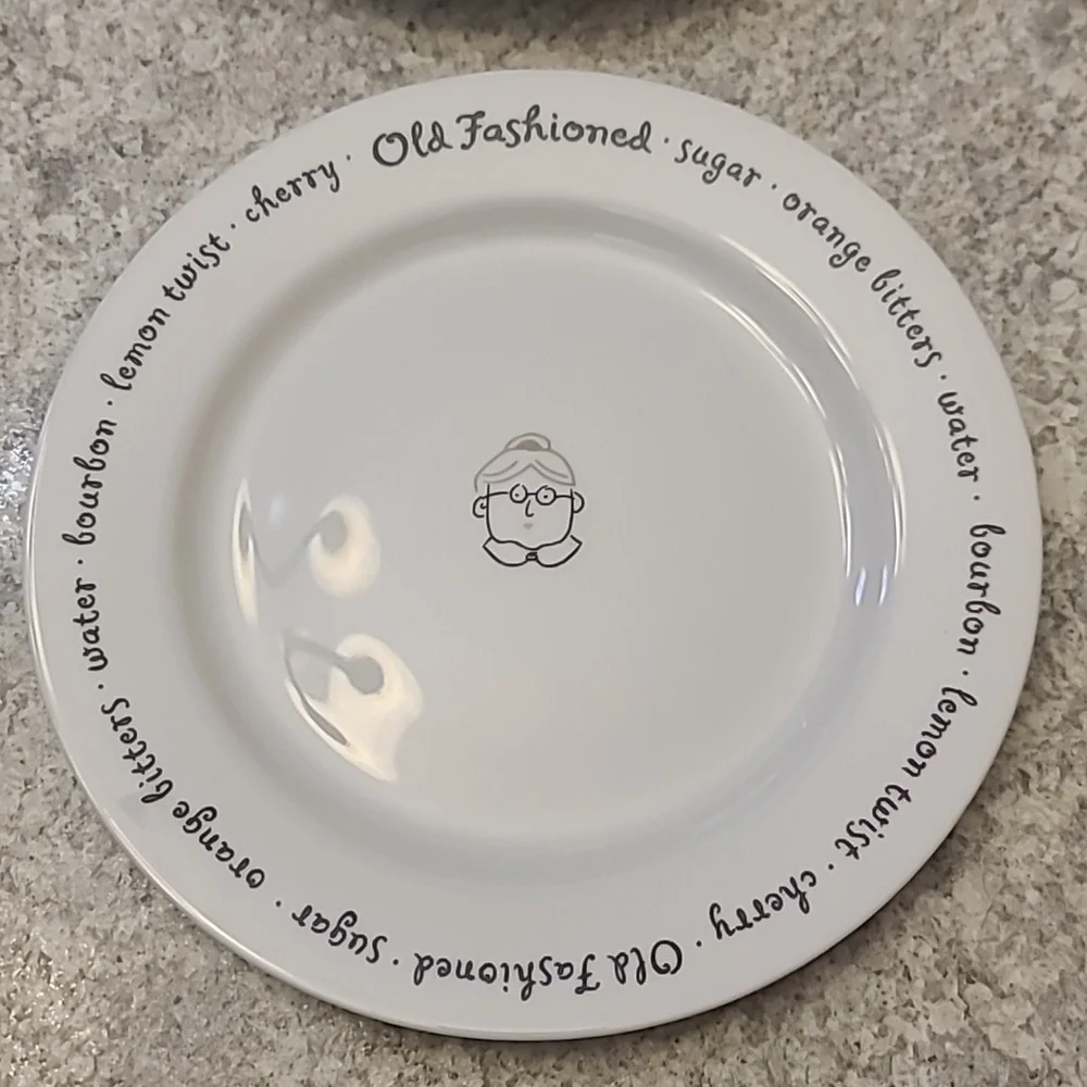 Pottery Barn Cocktail Recipe Plate Set of 4